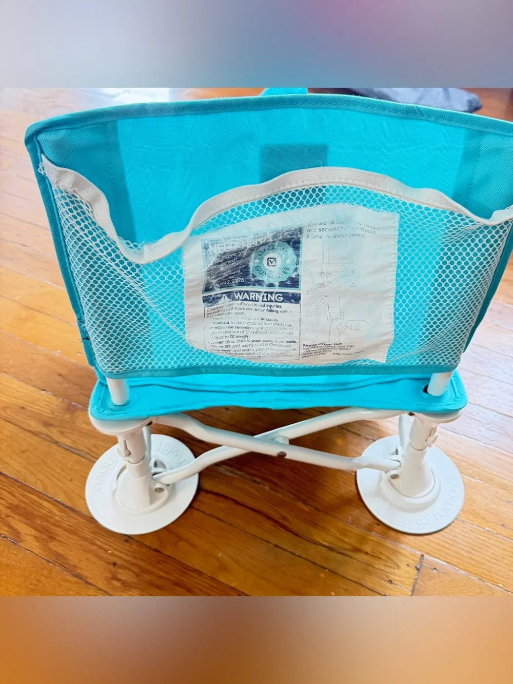 Portable Kids Booster Seat with Turquoise Strap